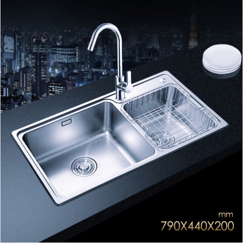 Jomoo SCZH06122B Big Double Basin Kitchen Sink Undermount Stainless Steel Sinks With Single Handle Kitchen Faucet