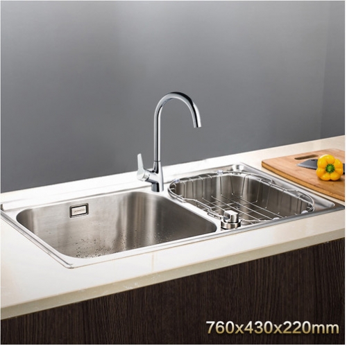 Jomoo ZH06108T-C Combo Double Basin Knob Control Water Kitchen Sink Stainless Steel  With Modern Kitchen Faucets