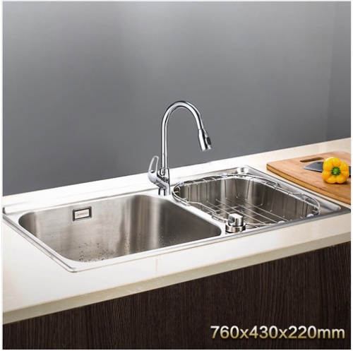 Jomoo ZH06108T-D Combo Double Bowl Kitchen Sink Undermount With Pull Down Kitchen Faucet