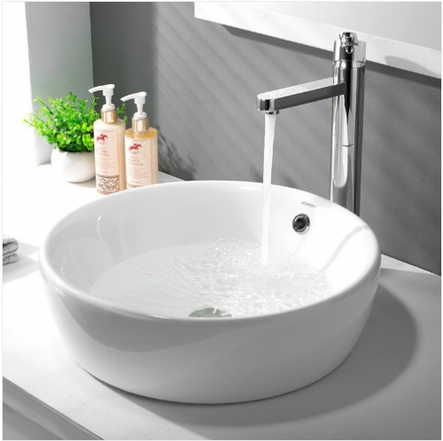Jomoo Bathroom Sink 12135 Modern Bathroom Sinks White Ceramic Circular Top Mount Bathroom Sinks