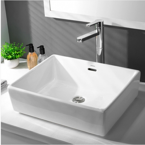 Jomoo Bathroom Sink 12517 White Ceramic Rectangular Top Mount Bathroom Sinks With Overflow Hole