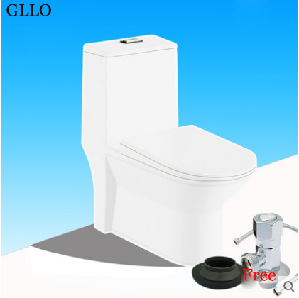 GLLO Toilet GL-T548B White Ceramic Dual Flush Elongated Toilet Seats Siphon Jet One Piece Toilet With Toilet Seat Slow Close