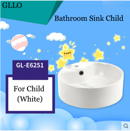 GLLO Bathroom Sink GL-E6251 Colorful Ceramic Round Top Mount Bathroom Sinks For Children