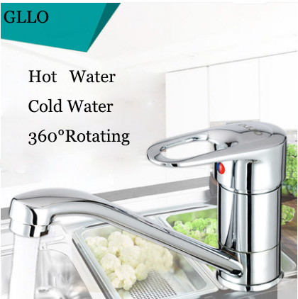 GLLO Kitchen Faucets GL-3706 Polished Chrome Single Handle Kitchen Faucet Brass Kitchen Faucet
