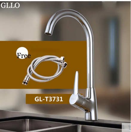 GLLO Kitchen Faucets GL-T3731 Polished Nickel Brass Kitchen Faucet Single Handle Kitchen Faucet