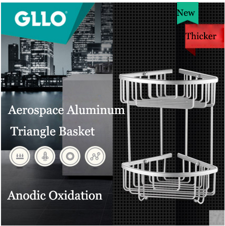 GLLO Bathroom Accessories GL-W2137 Wall Mounted Aluminum Magnesium Alloy Bathroom Shelf Corner Shelf For Bath Shampoo Triangle Basket Holder