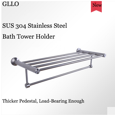 GLLO Bathroom Accessories GL-TW852D Wall Mount Stainless Steel Bath Tower Holder Toilet Paper Holder Toilet Brush Toilet Brush Holder Glass Cup