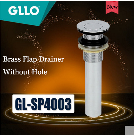GLLO Bathroom Sinks Accessories GL-SP4003 Brass Bathroom Vanity Sinks Pop Up Drain With Overflow Hole Bathroom Vessel Sinks Flip Drainers