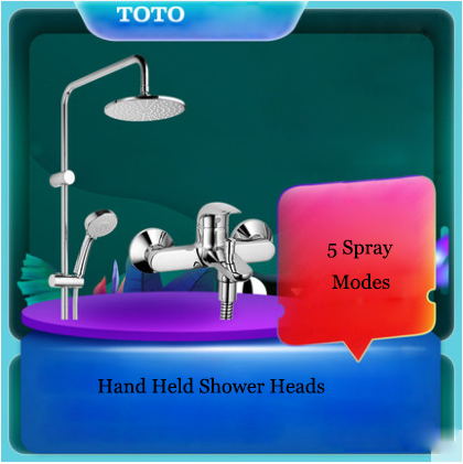 TOTO Shower Faucet TBW01S04BVD 1/2" Pressure Balancing Valve Trim Concealed Tub Spout Rainfall Shower Head With Handheld Shower Head 5 Spray Modes