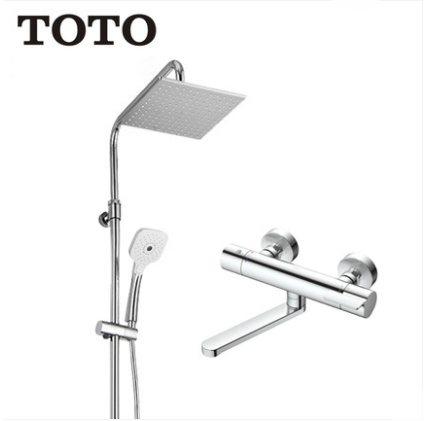 TOTO Shower Faucet TBV03427B Dual Shower Head Tub Spout 1/2" Thermostatic Mixing Valve Trim Shower Heads Rainfall With Handheld Shower Head 3 Spray