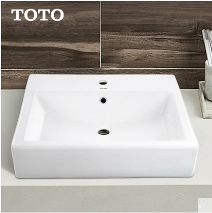 TOTO Bathroom Sink LW709B Single Hole Bathroom Vessel Sinks Cefiontect Ceramic Dual Hole Top Mount White Bathroom Sink