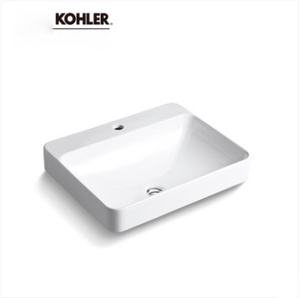 Kohler Bathroom Sinks 2660t Forefront Vessel Ceramic Rectangular Top Mount Without Sink Stopper - Rectangle Top Mount Bathroom Sink