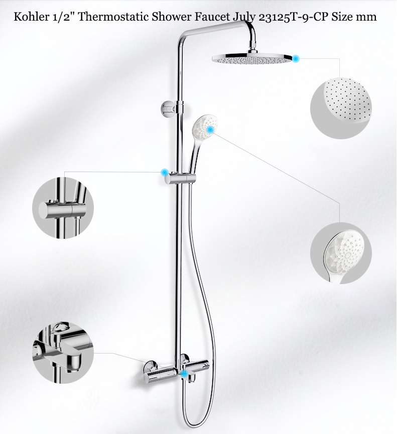 Kohler Shower Faucets 23125T9CP Aleo 1/2" Thermostatic Mixing Valve