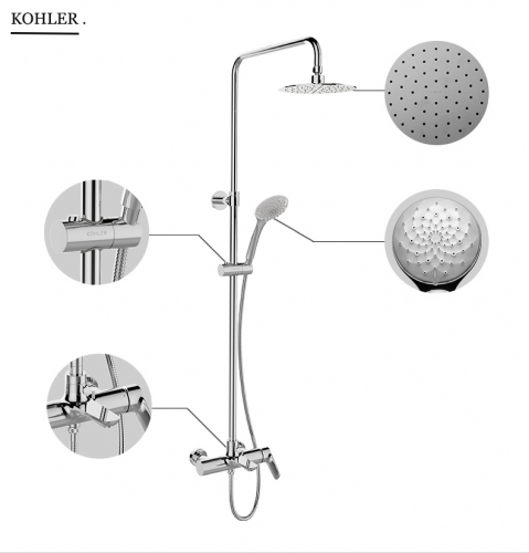 Kohler Shower Faucets 97825T Kohler Shower Head Aleo Pressure Balanced Shower System Rainfall Shower Head  Tub Spout Hand Held Shower Heads 3 Spray