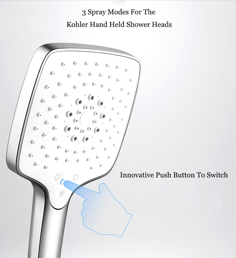 Kohler Shower Head R97009T 1/2" Kohler Rain Shower Heads With 3 Spray