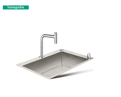 Hansgrohe Kitchen Sinks Combo 43202 Single Basin Top Mount Kitchen Sink With Pull Down Kitchen Faucet