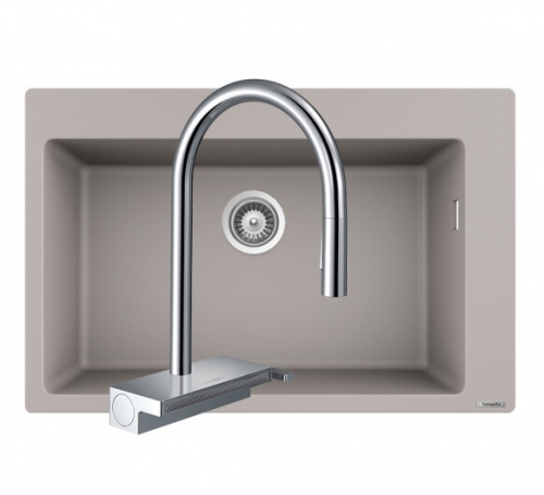 Hansgrohe Kitchen Sinks Combo 73830 Single Top Mount Stone Vessel Sinks Select M81 With Pull Down Kitchen Taps