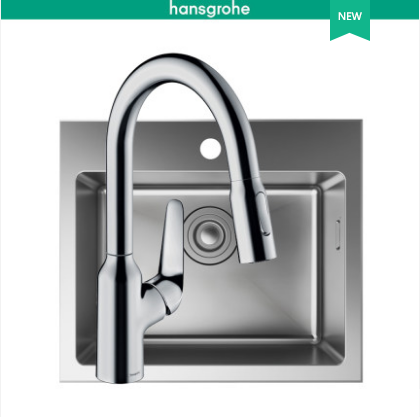 Hansgrohe Kitchen Sinks Combo 99110396 Single Basin Top Mount Kitchen Sink With Pull Out Kitchen Taps