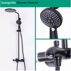 Hansgrohe Shower Faucet 27670 Thermostatic Powder Rain Black Brass Shower Head 240 mm Tub Spout Rainfinity Handheld Shower Head 3 Spray