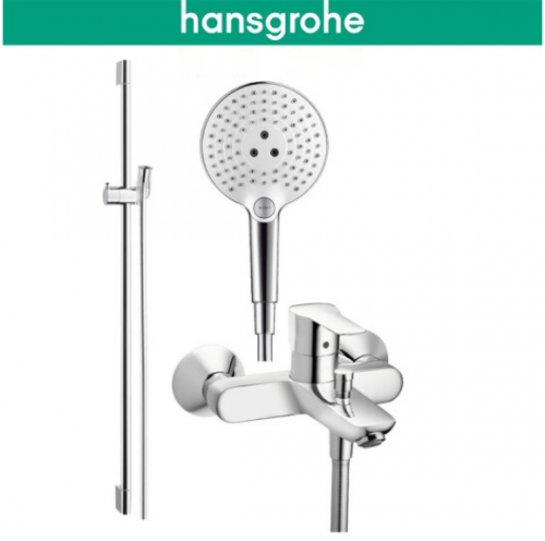 Hansgrohe Shower Heads 71242 & 265214 Rain Dance Pressure Balanced With Tub Spout Shower Head With Hose 3 Spray