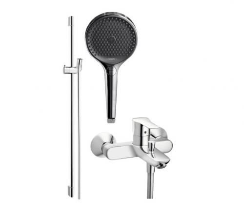 Hansgrohe Shower Heads 71242 & 268650 Rainfinity Pressure Balanced With Tub Spout 130 mm Handheld Shower Head 3 Spray