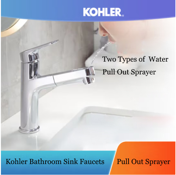 Kohler Bathroom Sink Faucets 33070T One Hole Pull Out Sprayer Bathroom ...
